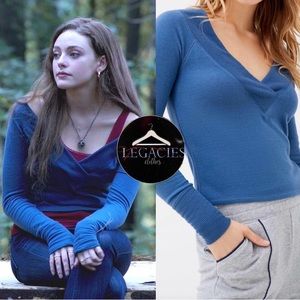 Blue off the shoulder long sleeve